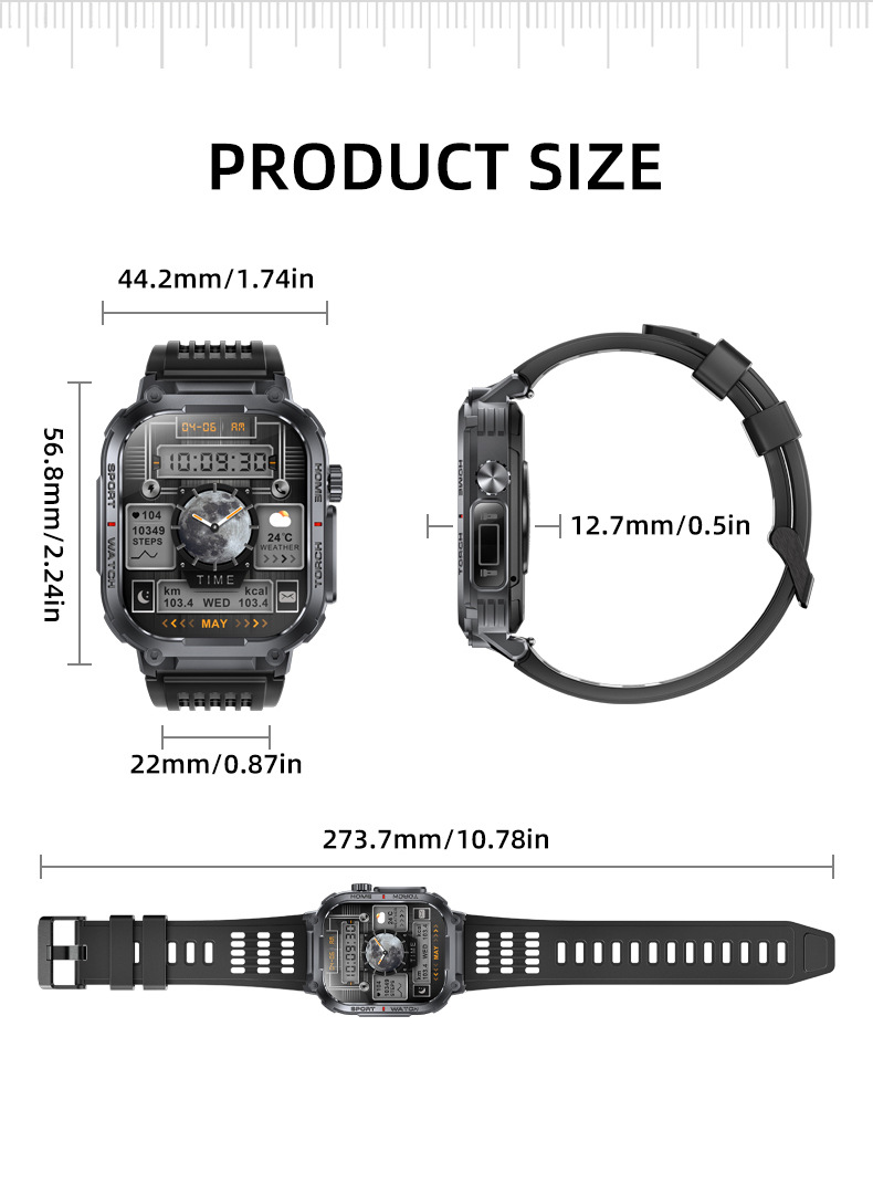 The new outdoor sports smartwatch S320B features Bluetooth communication and is water-resistant with a compass and 3ATM undefined