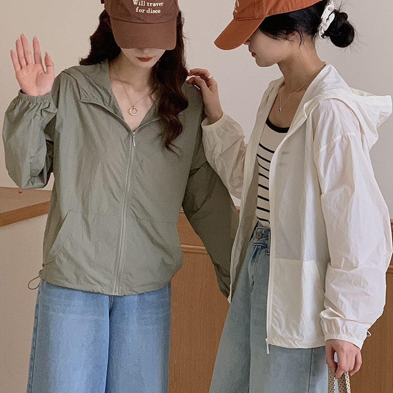 Morishima Summer Loose Breathable Sun Protection Clothing Women's Hooded Outdoor Sun Protection Clothing Lightweight Zipper UV Protection Cardigan Morishima Summer Loose Breathable Sun Protection Clothing Women's Hooded Outdoor Sun Protection Clothing Lightweight Zipper UV Protection Cardigan