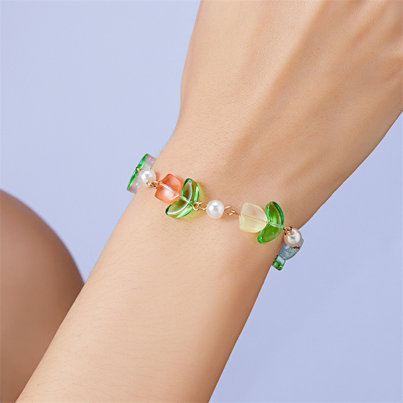 IG Style Flower Imitation Pearl Alloy Resin Women's Bracelets display picture 5