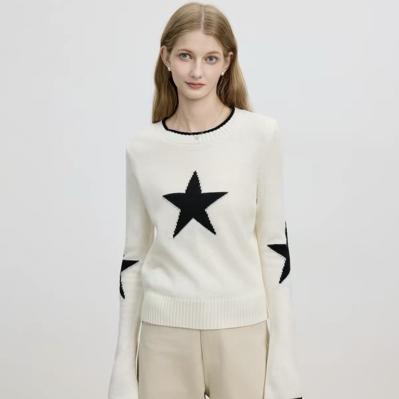 Azmi niche design round neck sweater for women, autumn/winter 2026 new style, loose, slimming, casual, versatile knit top Azmi niche design round neck sweater for women, autumn/winter 2026 new style, loose, slimming, casual, versatile knit top