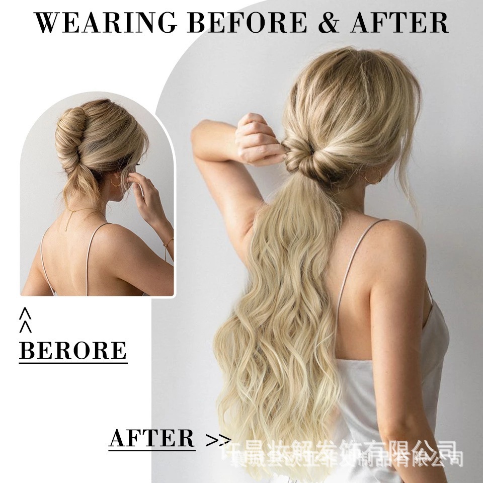 Peluca de comercio exterior cola de caballo ondulación de agua rizada cola de caballo gran ondulación rizada cola de caballo con velcro cola de caballo rizado