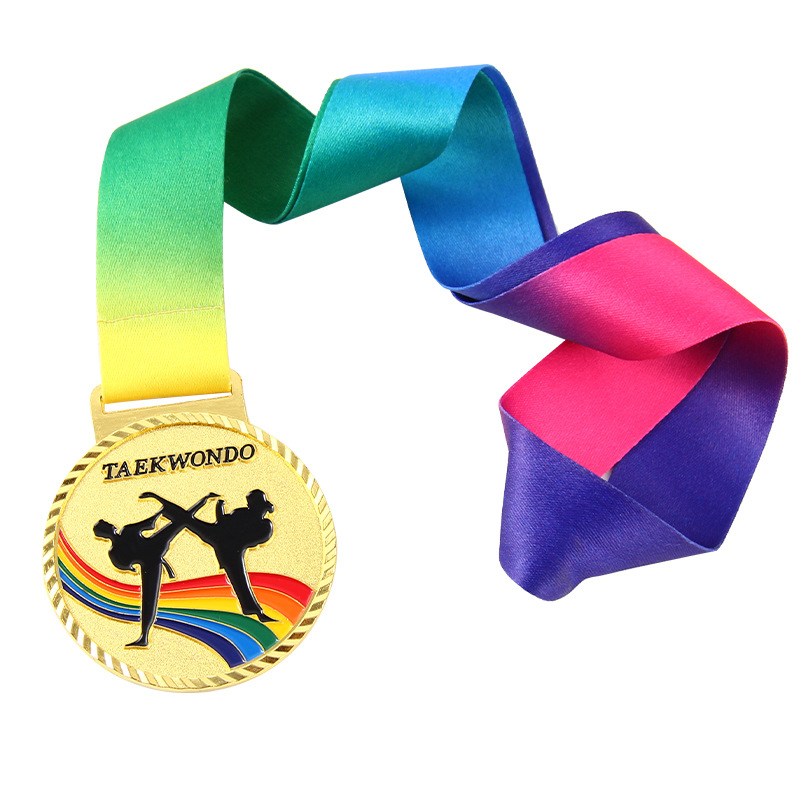 Medalla de artes marciales en el lugar, medalla conmemorativa de oro, plata y bronce de alta gama en los juegos infantiles, impresión y grabación de placa metálica
