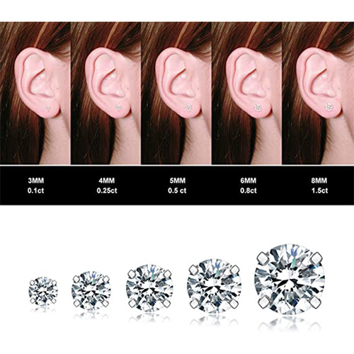 Korean simple four-claw zircon earrings, stainless steel earrings, butterfly buckle earrings, titanium steel piercing jewelry, ear bone nails