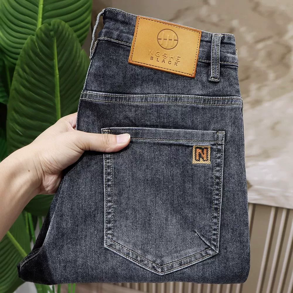 Thin jeans, design trousers, with embroidery