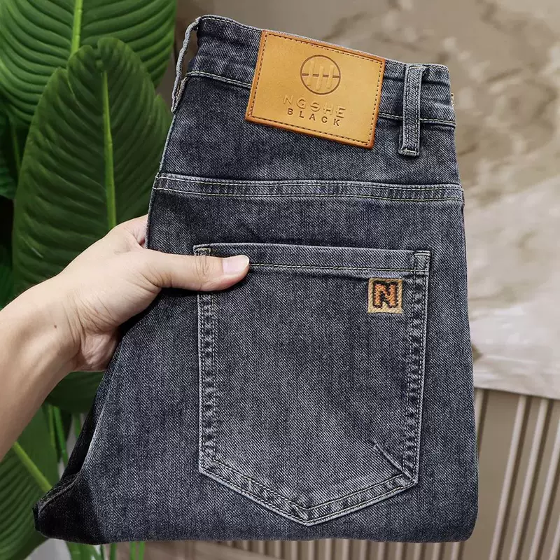 Thin jeans, design trousers, with embroidery