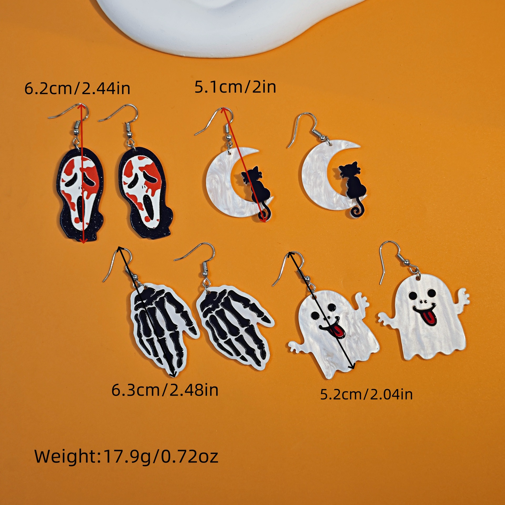 20g Weight Alloy Ear Needle Material Drop Earrings Classification 1 Set Quantity Holiday, Daily Occasion Alloy Material Halloween Festival Pumpkin, Cat, Ghost Pattern Women's Gender Cartoon Style Style Enamel Craft Cartoon Style Pumpkin Cat Ghost Alloy Enamel Earring Sets For Women's Holiday Daily 无