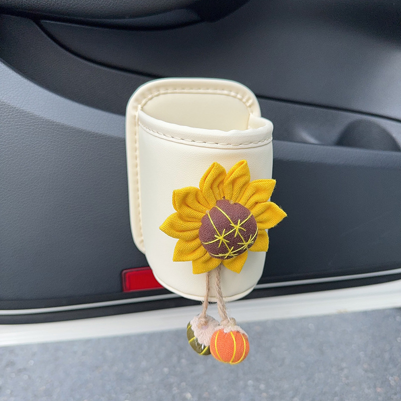 Holder Backrest Fixed | Qìchē Car cup holder/beverage holder - sunflower-beige-cup-storage-bucket