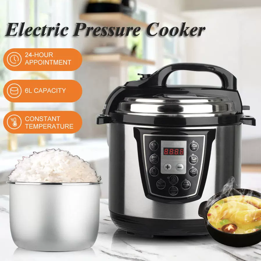 新款跨境大容量6L家用电高压力锅多功能高压锅按键定时电压力锅