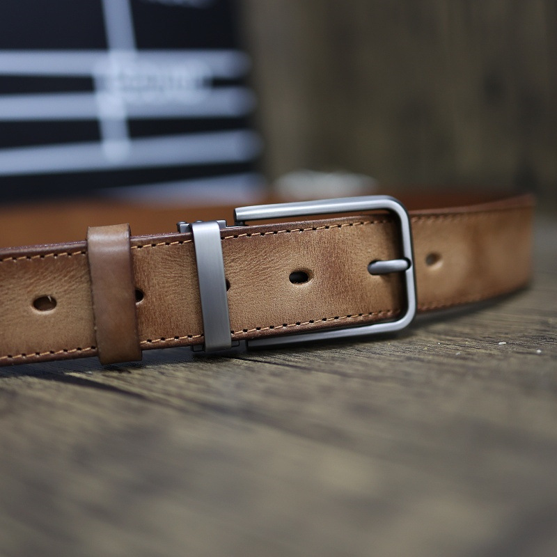 Handmade Top Layer Vintage Vegetable Tanned Pure Cowhide Pin Buckle Men's Workwear Pants Distressed Genuine Leather Belt_voghion.com