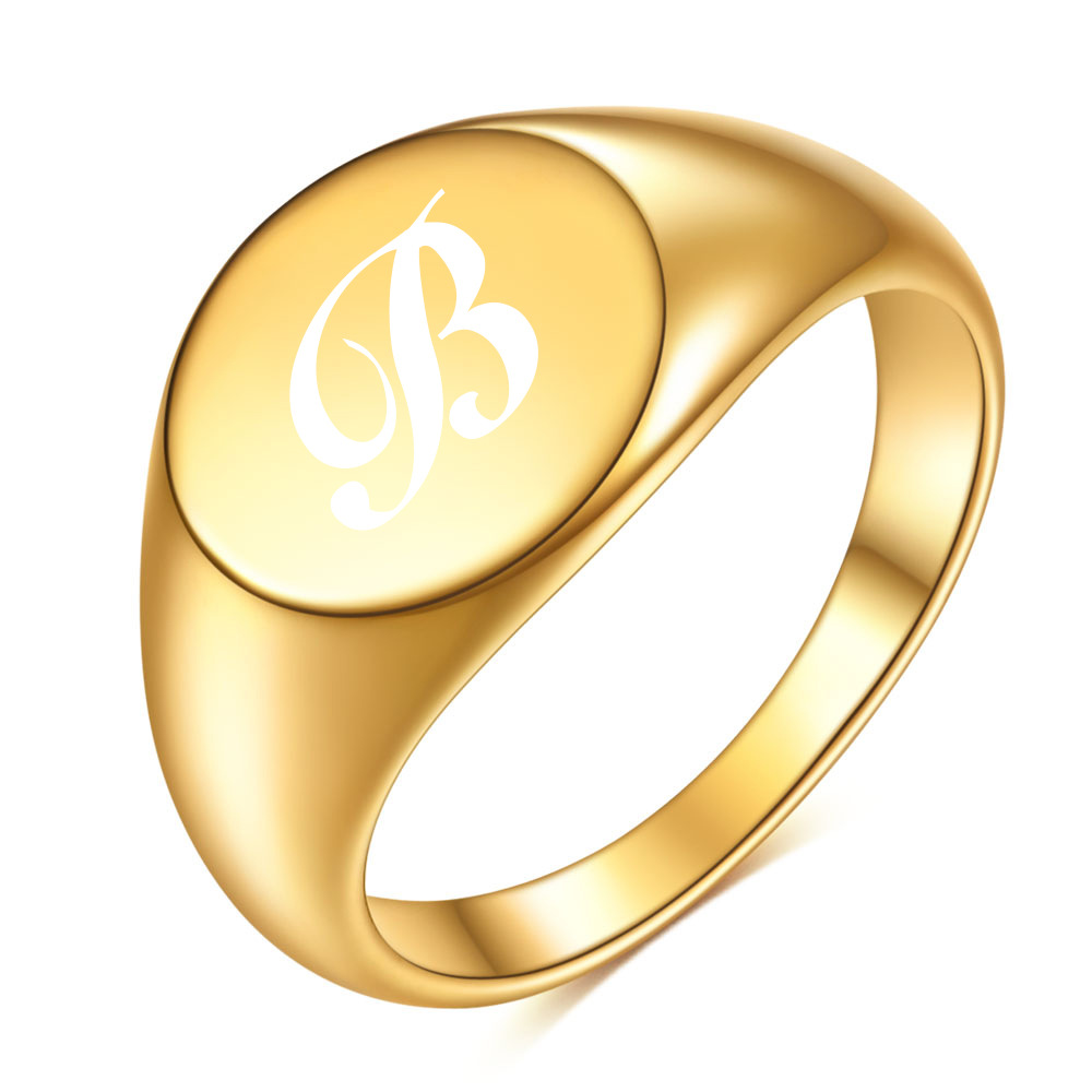 Women's Gender Vintage Style Geometric Letter Titanium Steel Plating Rings