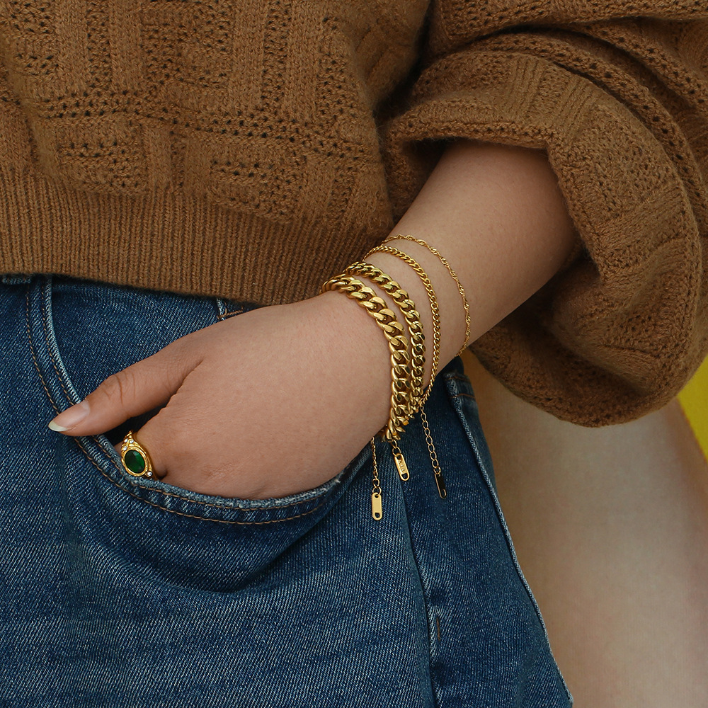 Mode Géométrique Acier Inoxydable 304 Plaqué Or 18K Bracelets En Masse display picture 1