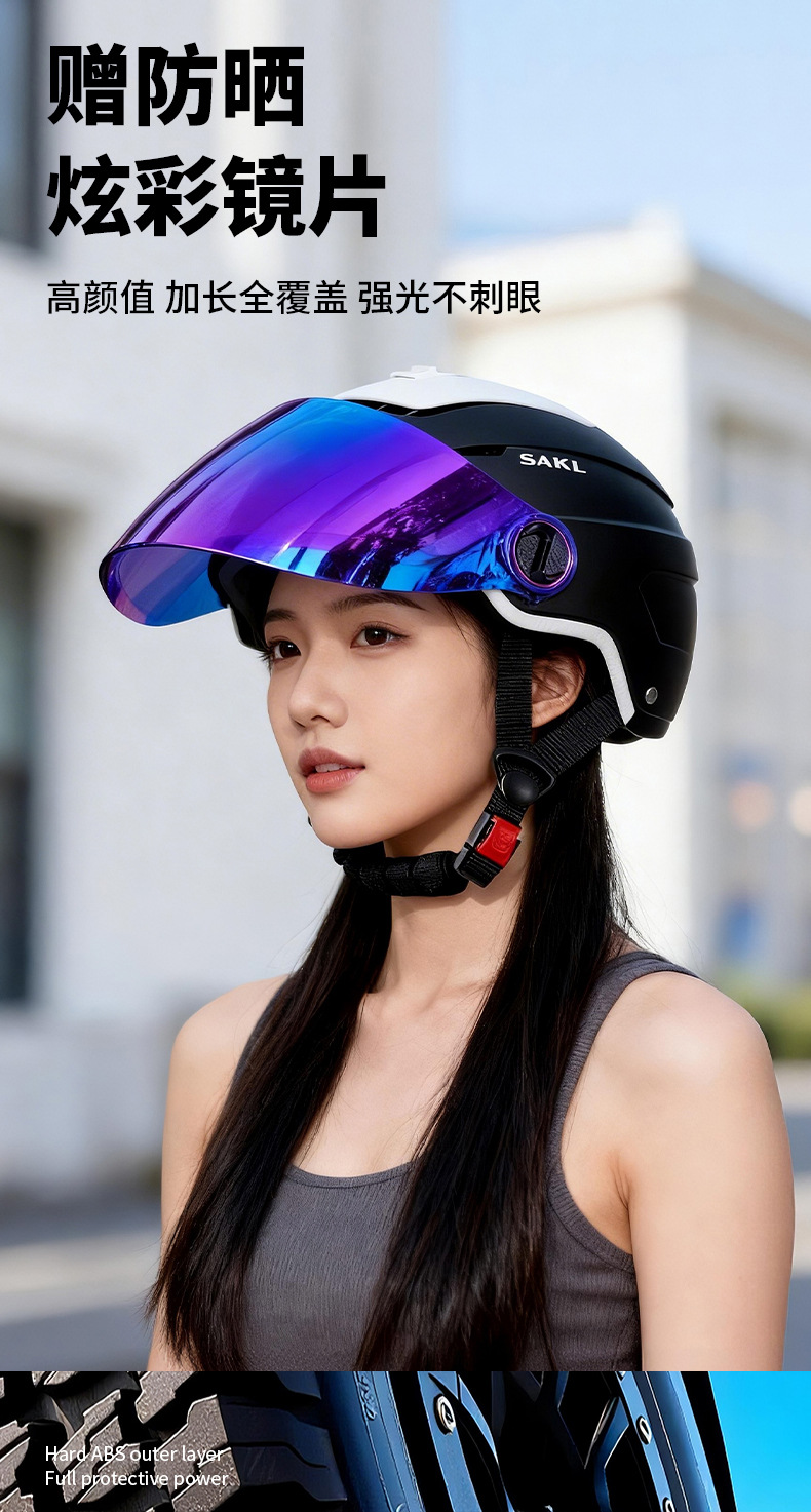 Motorcycle and Electric Vehicle Helmet for Men and Women, Stylish, Summer Sun Protection, Breathable, 2026 New Model, Large Visor Safety Helmet