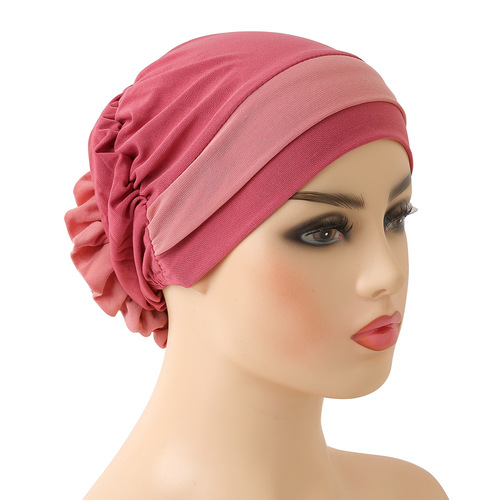 Fashionable two-color disc flower hat chemotherapy cap small cap bottoming cap H133
