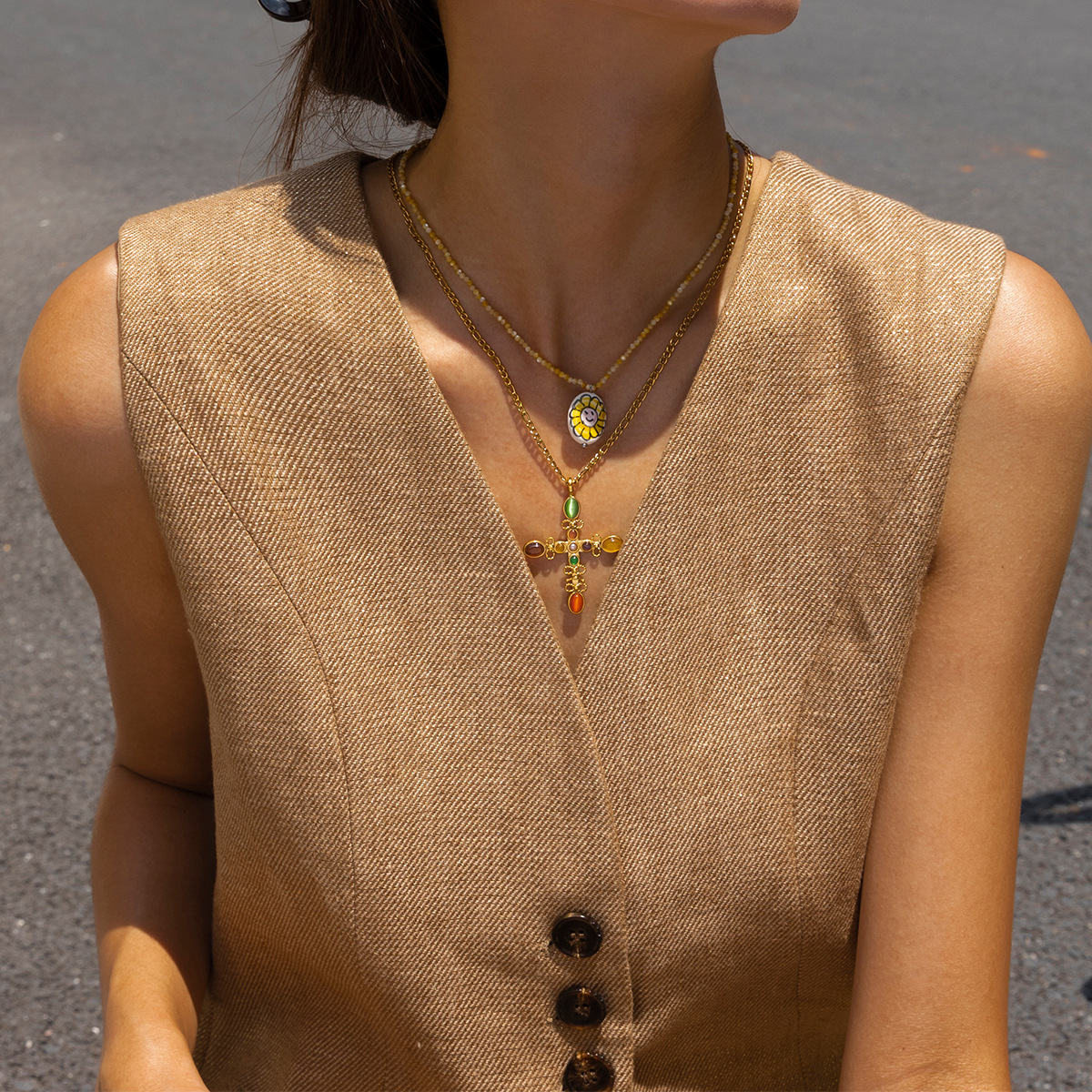 TENA Europa y los Estados Unidos collar de acero inoxidable explosión transfronteriza joyería de moda universal cruzada clavícula joyería personalizada
