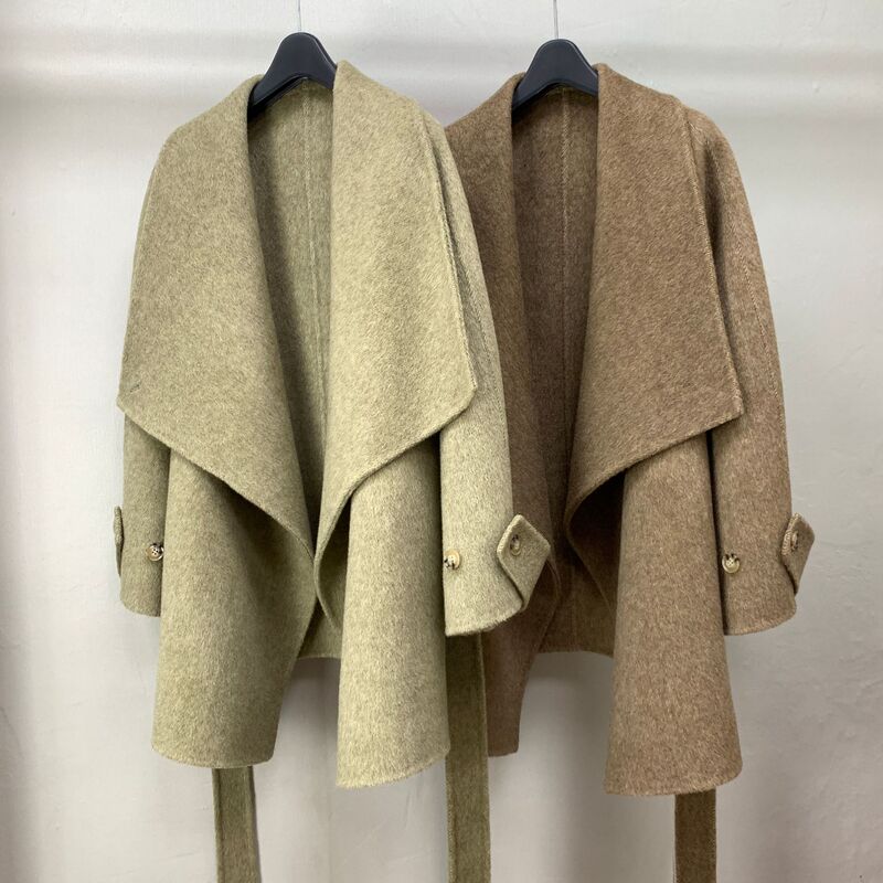 Mid-Length Camel Wool Coat with Lapel, Loose Fit, New Autumn and Winter Double-Sided Woolen Coat for Petite Figures