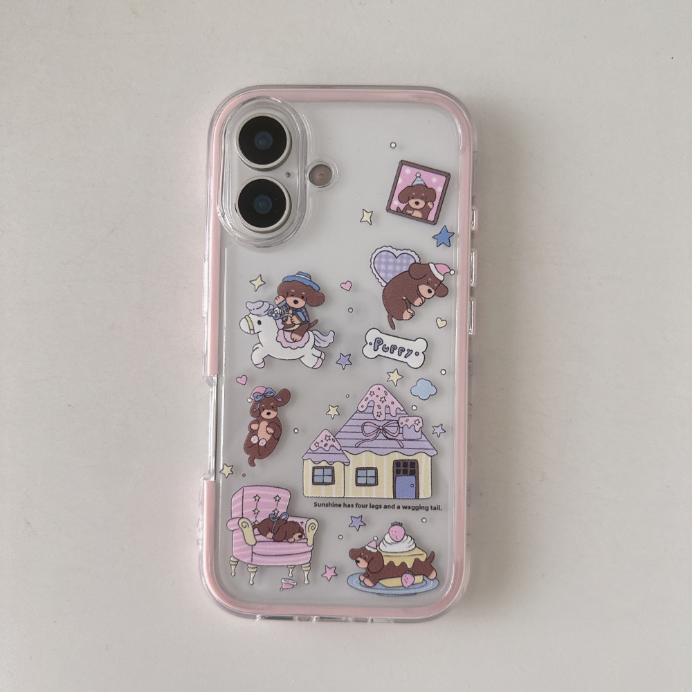 Divertida ilustración de perro salchicha de dibujos animados para Apple 16ProMax funda para teléfono móvil 15Pro dos en uno 14/13 nuevo 15