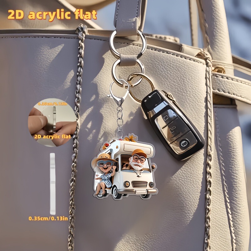 Popular Cartoon Rv Keychain Elderly Travel Style 2D Acrylic Hot Selling Accessories Popular Cartoon Rv Keychain Elderly Travel Style 2D Acrylic Hot Selling Accessories