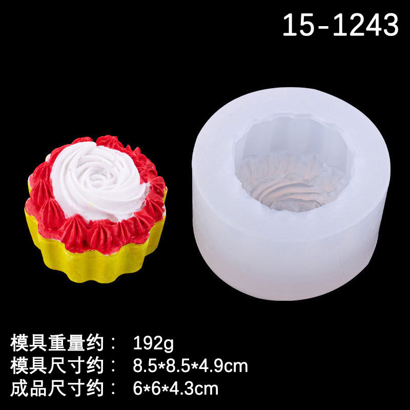 Simulación tridimensional pequeño pastel molde de silicona DIY epoxi arcilla yeso aromaterapia vela hecha a mano jabón fabricación Accesorios