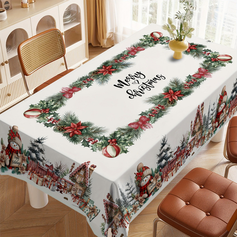 Nuevo manto de mesa de Navidad árbol de Navidad muñeco de nieve alce impresión digital manto de mesa transfronteriza amazónica decoración festiva image 4