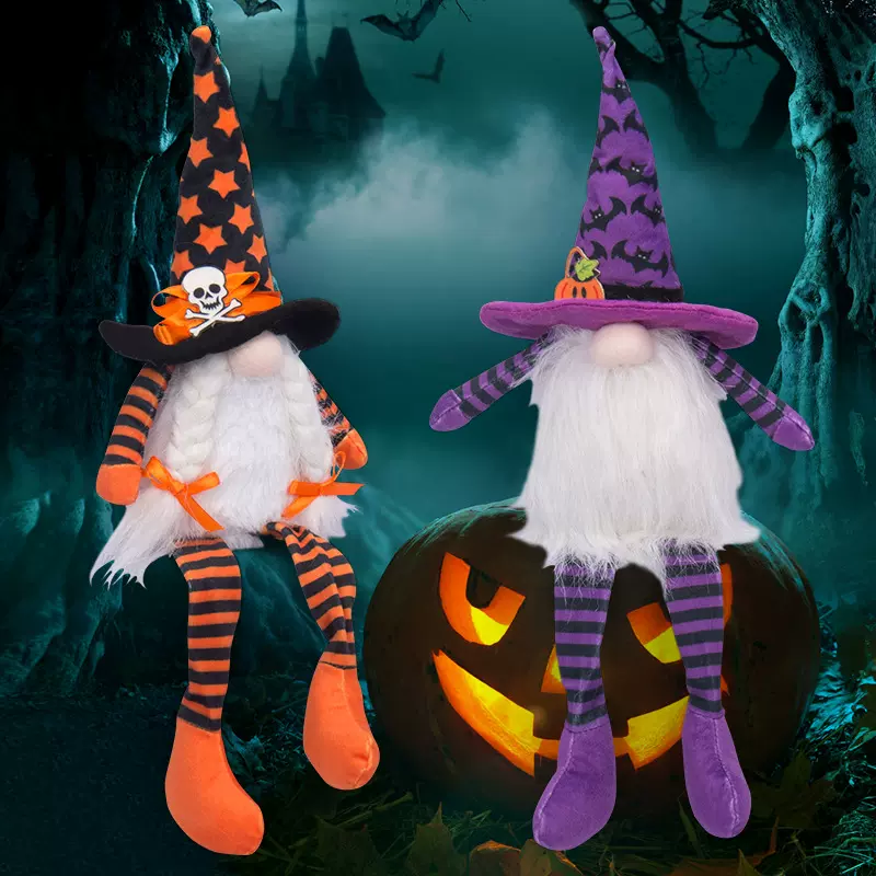 跨境万圣节装饰用品娃娃女巫鬼节装饰品无脸鲁道夫公仔桌面摆件