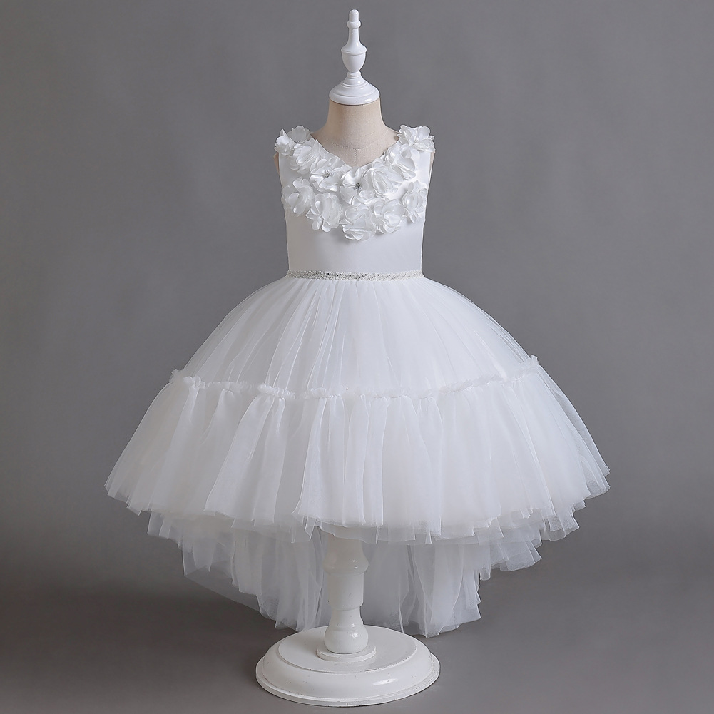 Nuevo vestido para niños vestido de princesa de malla sin mangas niñas pequeñas y medianas vestido de boda de pasarela vestido de noche ropa de Navidad