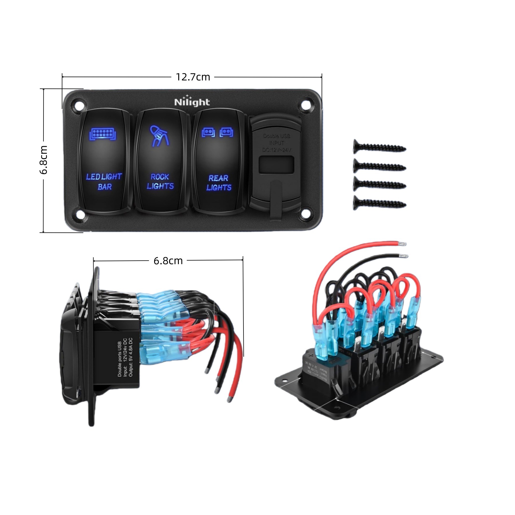 Yacht Panel Waterproof Switch Modification Accessories Rv Electrical Control Panel Marine Yacht Fog Light Switch Combination