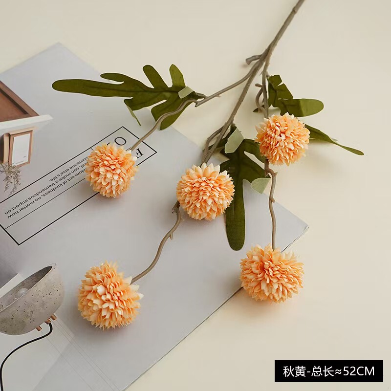 単一の枝 5 頭秋タンポポボール菊卓球菊造花ホームウェディング装飾装飾品ハイエンド造花|undefined