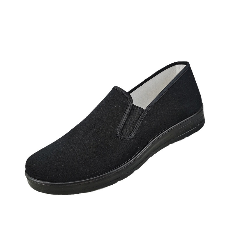 Primavera simple zapatos de tela antiguos de Beijing zapatos casuales de poliuretano para hombre zapatos de trabajo de hotel toalla de fase negra zapatos de papá de mediana edad