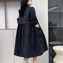 春秋季新款潮流胖人风衣加肥加大码宽松时尚中长款百搭女外套