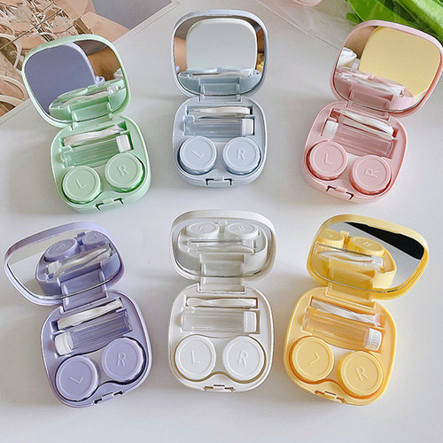 Contact lens box simple DIY square box portable contact lens box companion double box glossy storage box wholesale