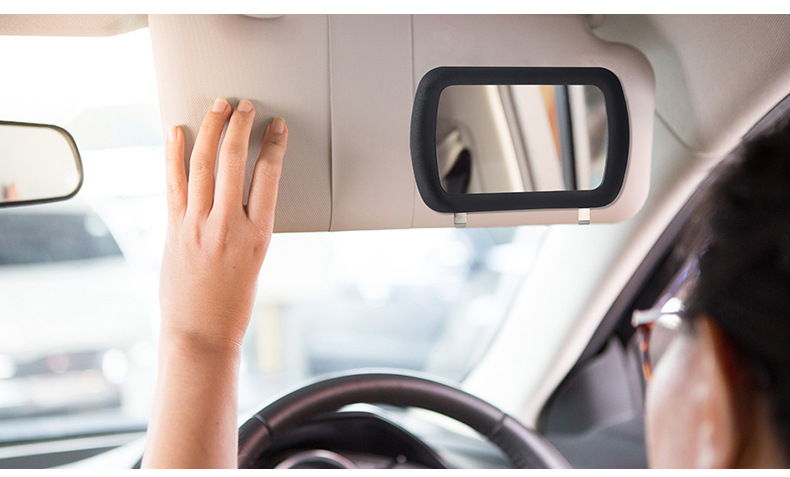 Car sun visor makeup mirror, passenger side sun visor vanity mirror with diamonds, touch-up mirror, car interior decoration clip-on rearview mirror