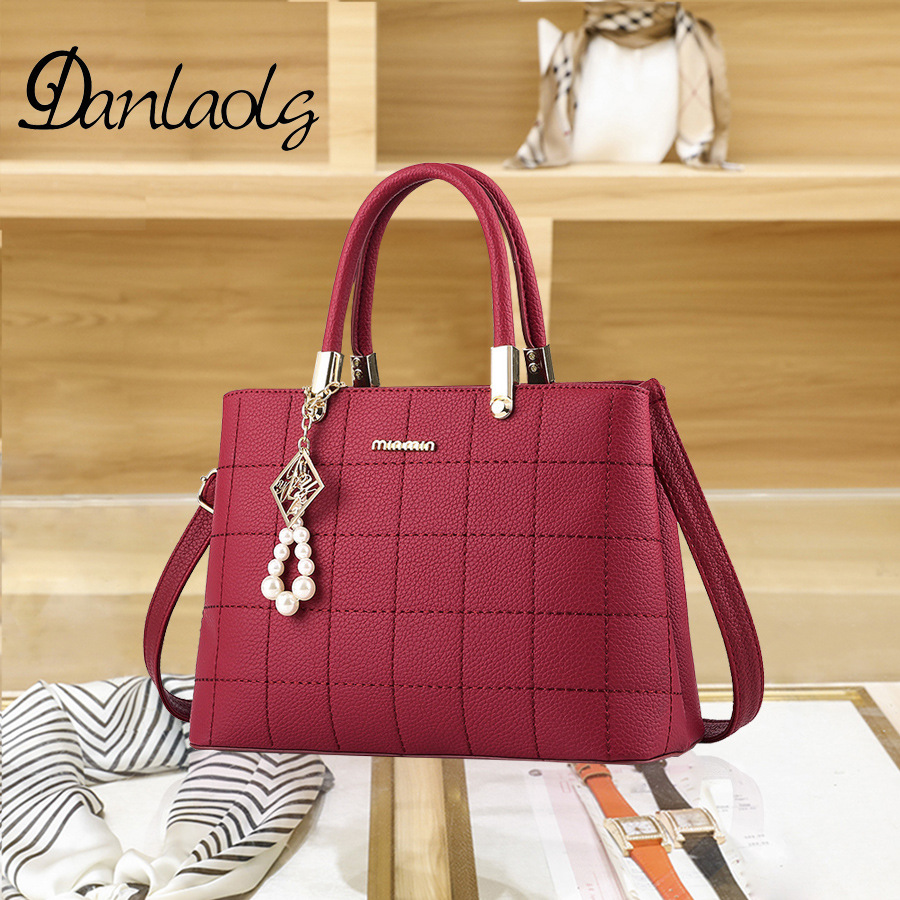 [Pelo de Guangzhou] bolso de las mujeres 2023 nueva tela escocesa hombro portátil bolso bandolera bolsas de una pieza al por mayor