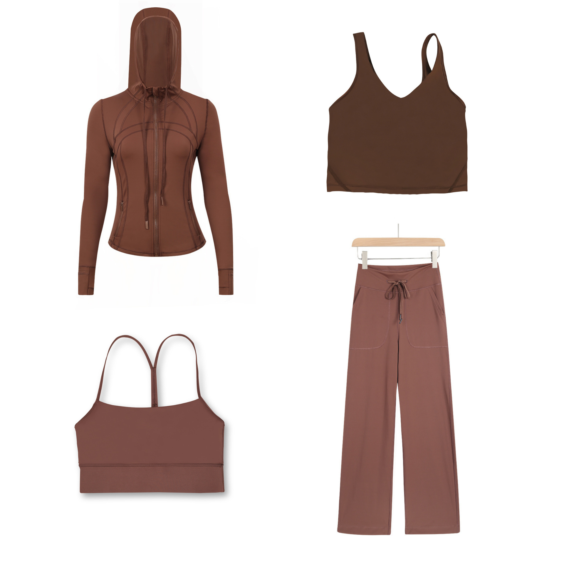 Dames sportset 4-delig slim fit met capuchon jack en broek_voghion.com