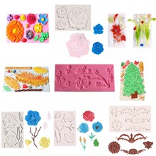 多款花朵系列液態硅膠模具 鈴蘭玫瑰桃花枝造型翻糖蛋糕裝飾模
