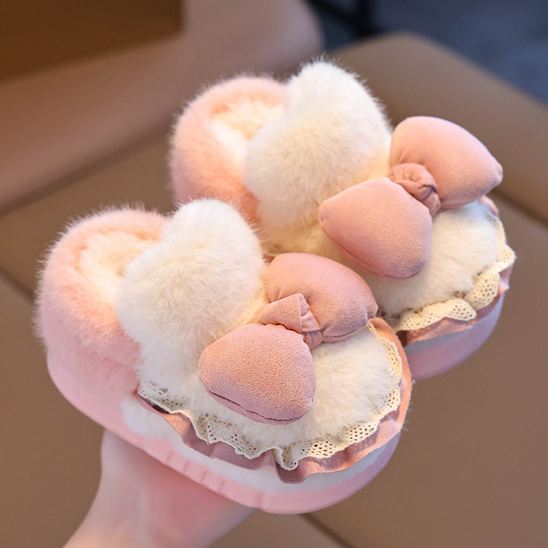 Zapatillas de algodón para niños, hombres y mujeres, niños de mediana edad pueden usar arcos impermeables para el interior, zapatos de algodón antideslizantes para padres e hijos.