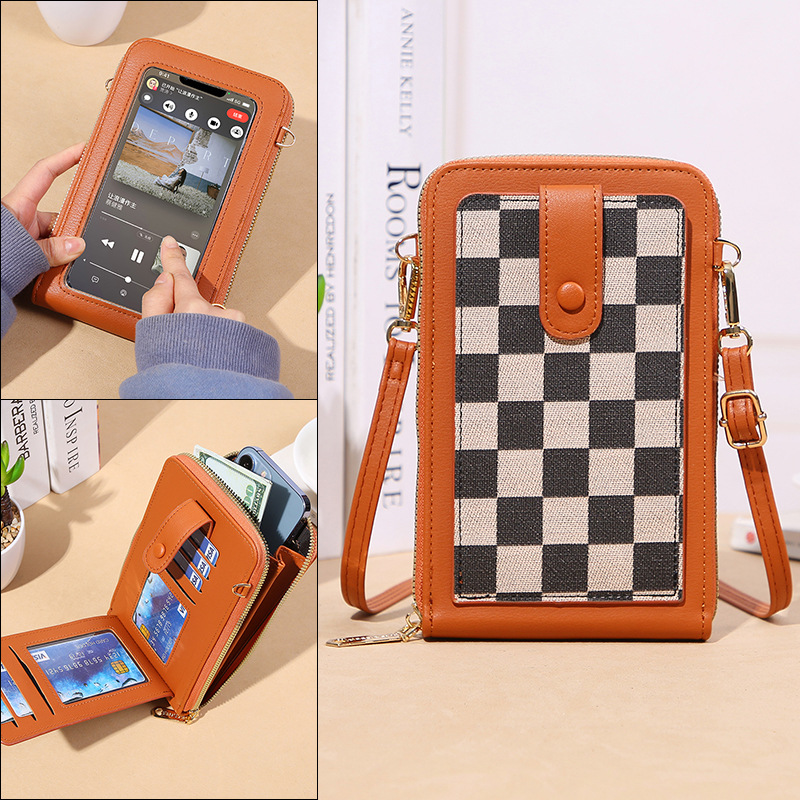 Lonny bolso del teléfono móvil de la pantalla táctil de las mujeres multifunción de gran capacidad de impresión cartera crossbody multi-tarjeta de bolsillo