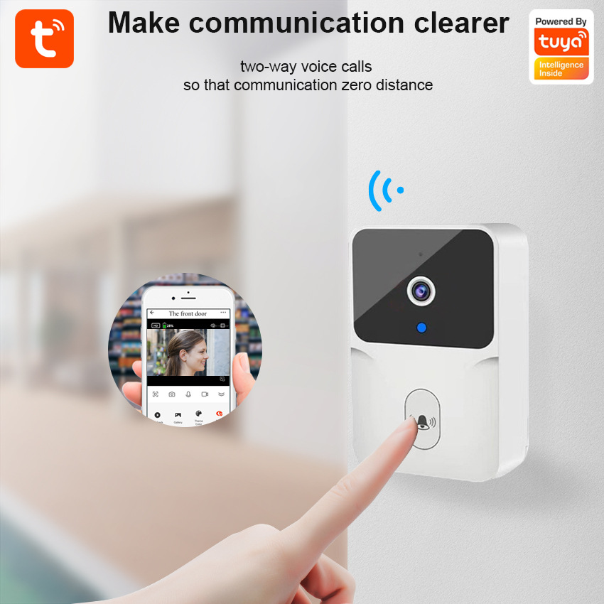 涂鸦智能Tuya门铃低功耗无线可视门铃对讲手机监控wifi叮咚套装
