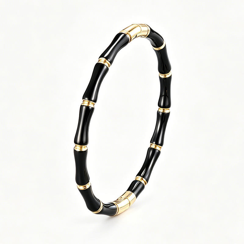 Black, bamboo, golden, 750 sample gold