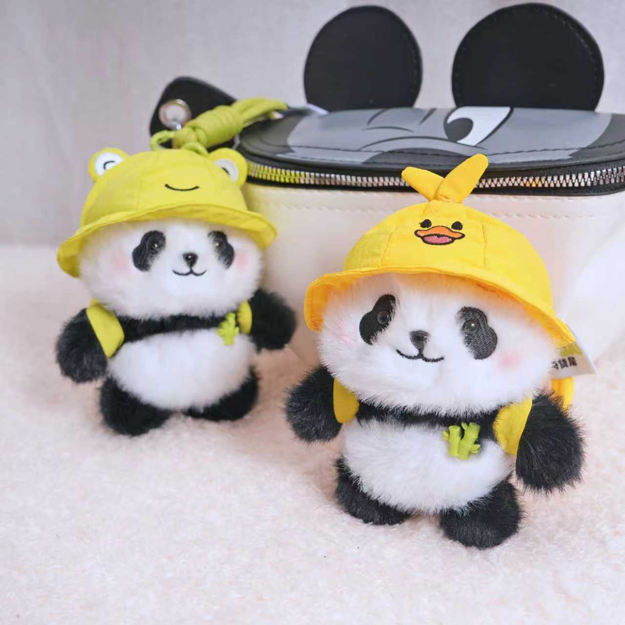 帽子熊猫毛绒玩具公仔挂件钥匙扣小玩偶饰品生日礼物女生包包娃娃