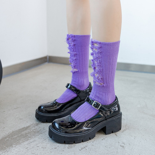 Hole beggar socks female Internet celebrity spring and summer thin women's pile socks jk new casual long cotton women's socks ins