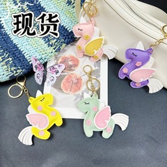 热销手工缝制双面多层补丁独角兽飞马皮革箱包挂坠钥匙扣服装挂件