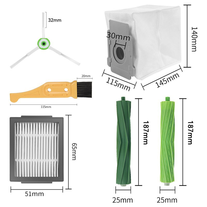 Accesorios de barredores de suelo irobot cepillo lateral i7 i7 + E5 E6 i3 i8 + cepillo principal de filtro de bolsa de polvo