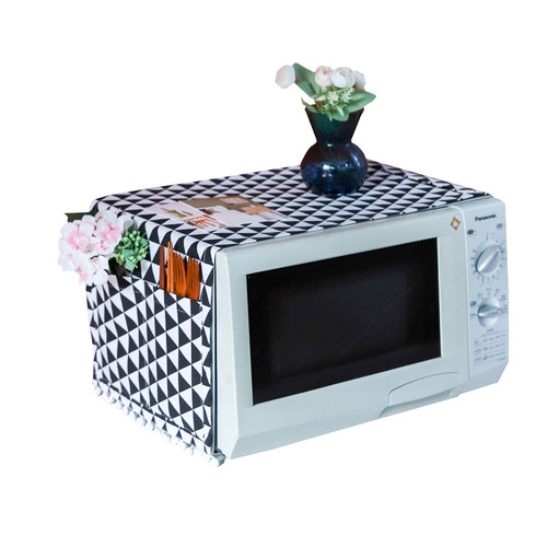 Modern simple microwave oven cover cotton and linen fabric tassel cover kitchen household oven dust cloth dust cover