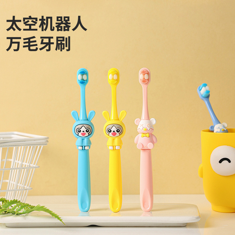 Space Robot Colorful Children's Toothbrush for Ages 6-12, Individual Pack, Cartoon Fun Toothbrush for Kids