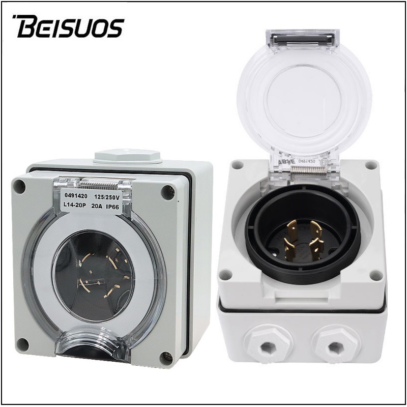 IP66美式户外防水插座房车电动汽车反插充电座工地发电机电源公座