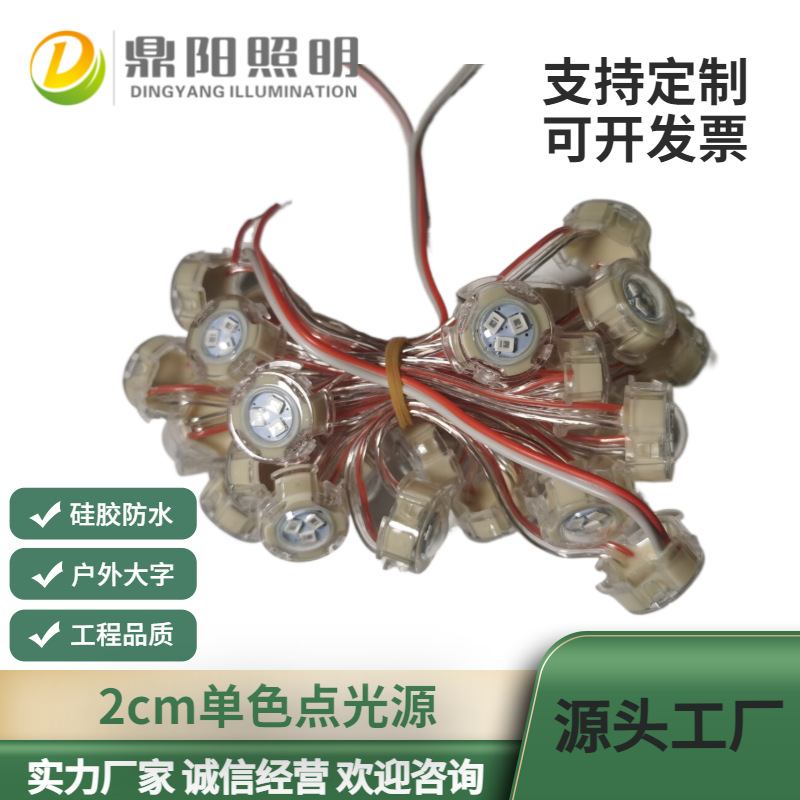 led点光源单色冲孔字外露灯珠户外防水灯串2公分F20灯串可开票