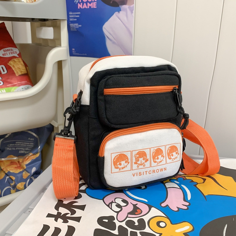 新しい多用途の女性のかわいい漫画プリントショルダーバッグシンプルなカレッジスタイルのクロスボディレディースバッグカジュアル多用途バックパック|undefined