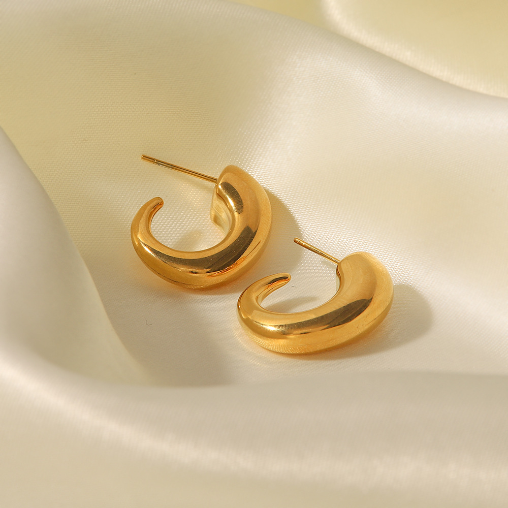 Fashion Geometric Stainless Steel Gold Plated Earrings 1 Pair