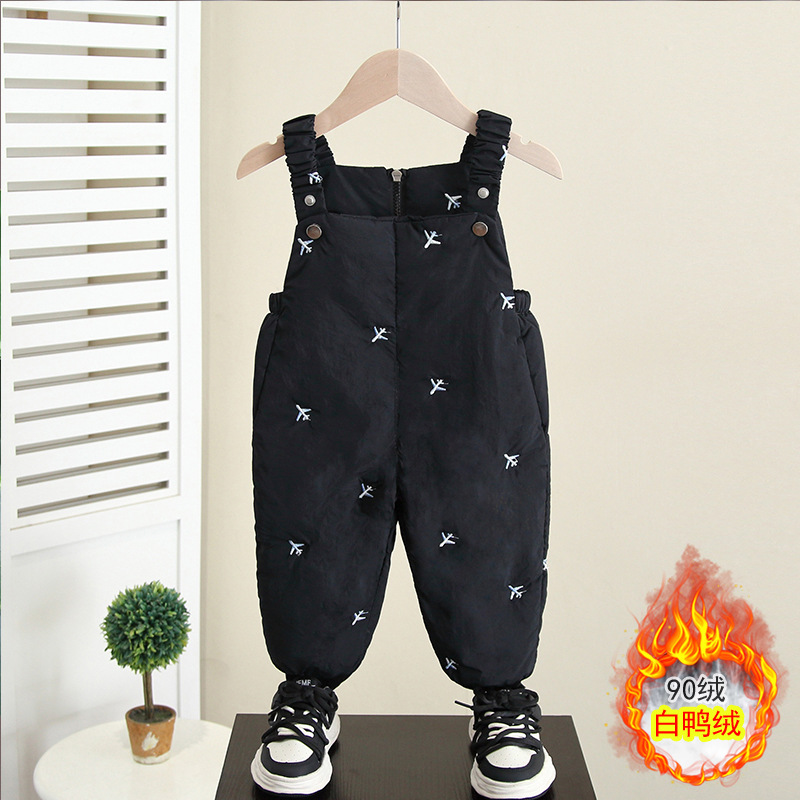 6907 babero para niños modelos de otoño e invierno nuevos pantalones de bebé para niños ropa de invierno pantalones de algodón engrosados para niños