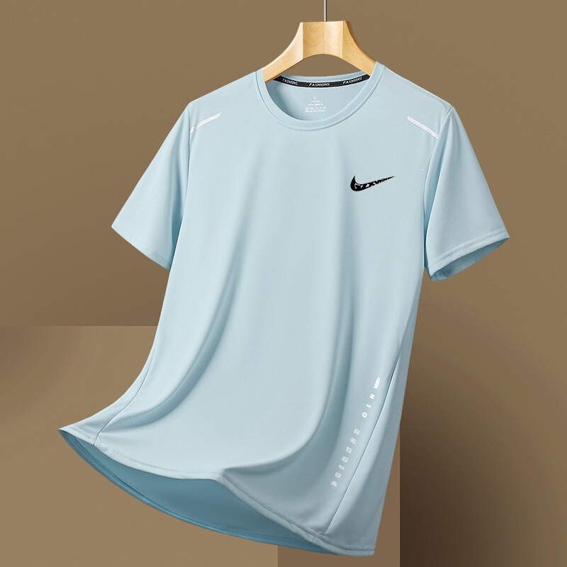Ice silk short-sleeve T-shirt for men and women, 2026 summer new model, men's round-neck youth couple sports outdoor running top